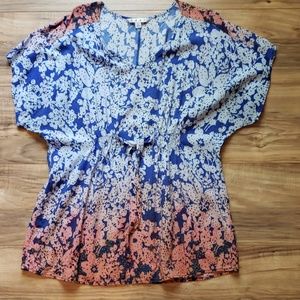 Cabi || Hippie Boho Blue Orange Floral